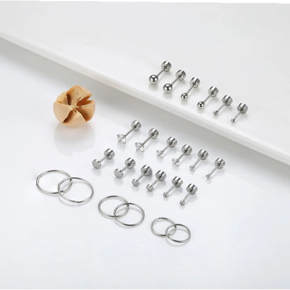 1 Pair Stainless Steel Small Tiny CZ Ball Flat Back Stud Earring Multiple Piercing Cartilage Hoop Earrings for Women Men