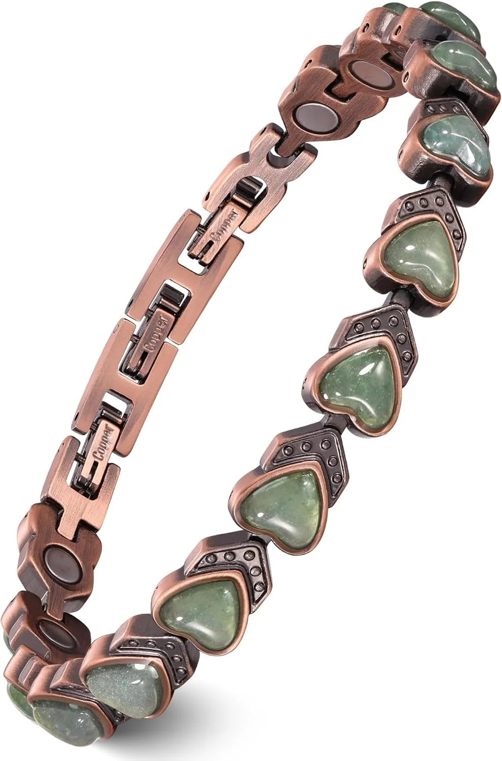 Feraco Pure Copper Bracelets for Women, Ultra Strength Magnetic Bracelet with 3800 Gauss Magnets & Natural Turquoise & Stones,