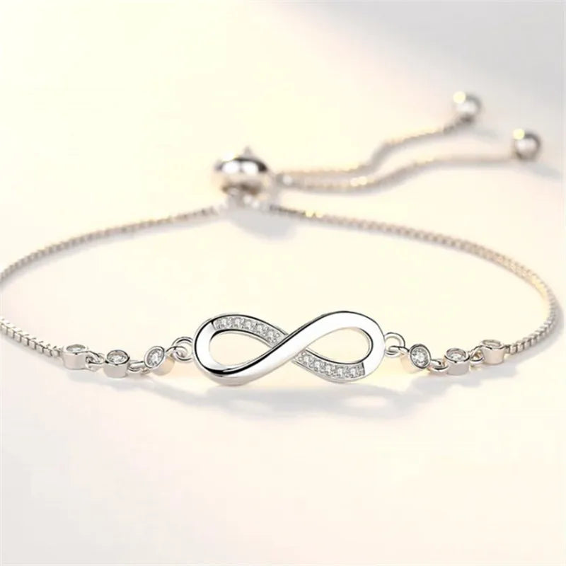 New Fine 925 Sterling Silver Pretty Crystal Bracelets for Women Fashion Jewelry Party Wedding Accessories Valentine'S Day Gifts