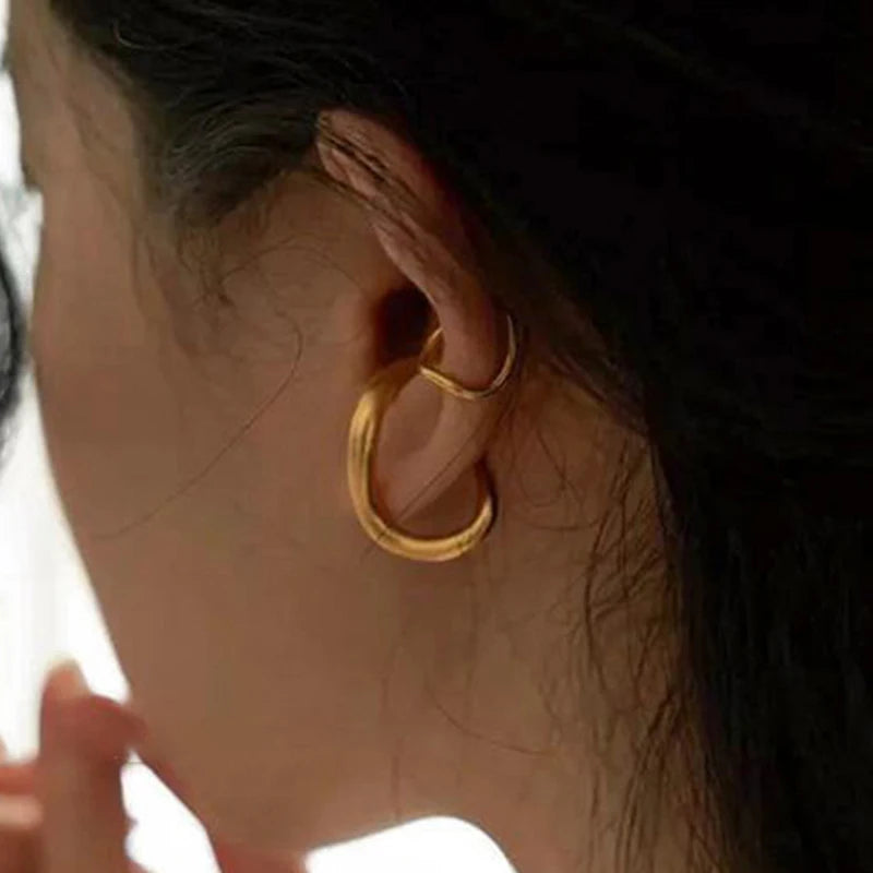 Punk Irregular Geometric Ear Cuff Earrings for Women Non-Piercing Metal Ear Clip Earring Fake Cartilage Fashion Jewelry Party