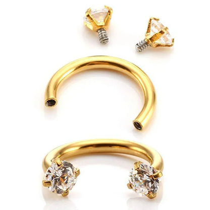 1PC Stainless Steel Crystal Hoop Ring Piercing Nose Ear Belly Rings Women Men Cartilage Helix Earrings Daith Piercing Jewelry