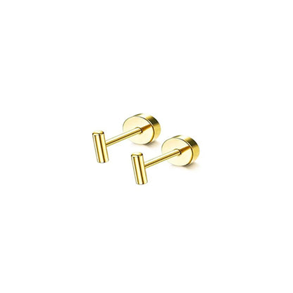 2Pcs 14K Gold Plated Flat Back Stud Earrings for Women, Hypoallergenic Stainless Steel Screw Back Cartigale Conch Helix Earrings