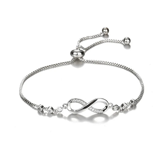 Fashion Zircon Endless Love Infinity Bracelets for Woman Crystal Chain Bracelets on Hand Adjustable Party Jewelry 2023 New