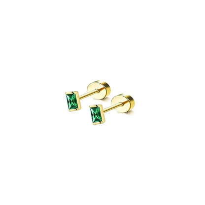 2Pcs 14K Gold Plated Flat Back Stud Earrings for Women, Hypoallergenic Stainless Steel Screw Back Cartigale Conch Helix Earrings