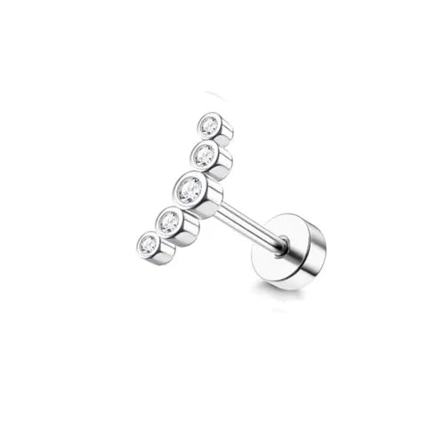 Cartilage Earring Stainless Steel Helix for Women Opal CZ Stud Earrings Butterfly Flat Back Cartilage Piercing Jewelry
