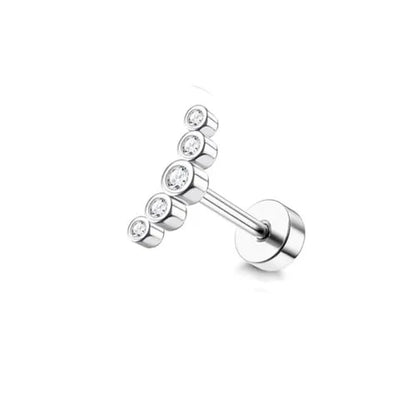 Cartilage Earring Stainless Steel Helix for Women Opal CZ Stud Earrings Butterfly Flat Back Cartilage Piercing Jewelry