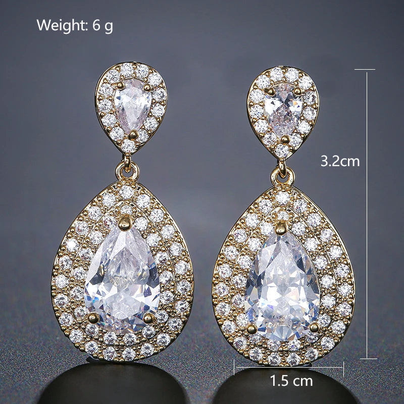 Fashion Cubic Zircon Chandelier Dangle Drop Earrings for Women Wedding Party Jewelry