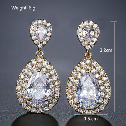 Fashion Cubic Zircon Chandelier Dangle Drop Earrings for Women Wedding Party Jewelry