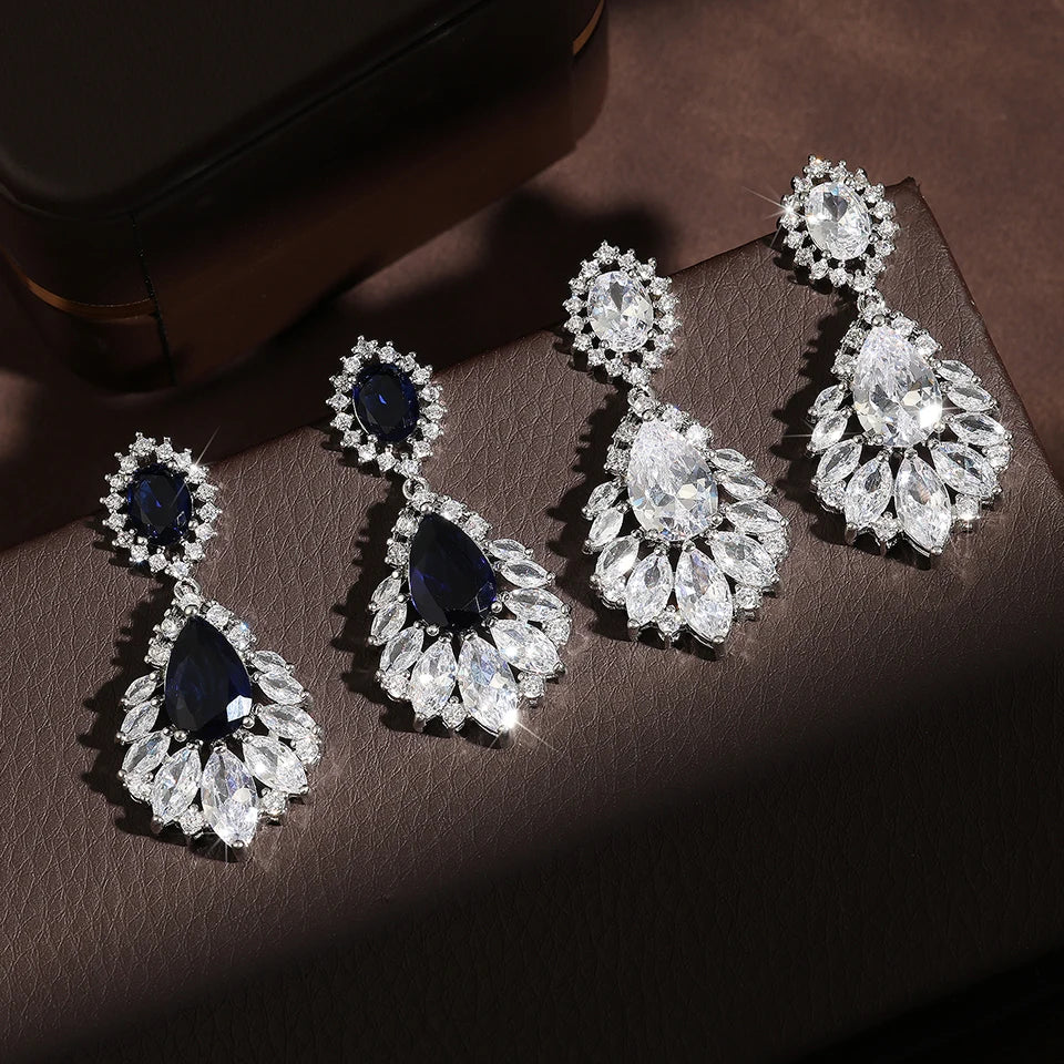 Fashion Cubic Zircon Chandelier Dangle Drop Earrings for Women Wedding Party Jewelry