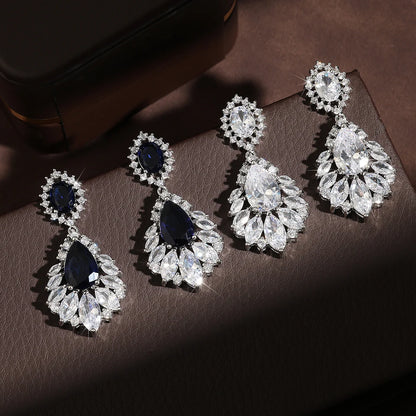 Fashion Cubic Zircon Chandelier Dangle Drop Earrings for Women Wedding Party Jewelry