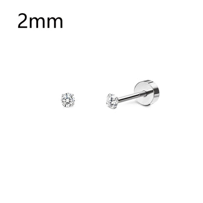 1 Pair Stainless Steel Small Tiny CZ Ball Flat Back Stud Earring Multiple Piercing Cartilage Hoop Earrings for Women Men