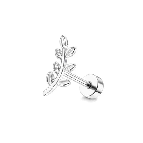 Cartilage Earring Stainless Steel Helix for Women Opal CZ Stud Earrings Butterfly Flat Back Cartilage Piercing Jewelry