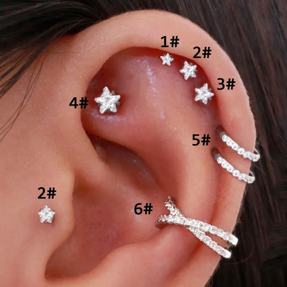 Helix Piercing Star Earrings Women 1Pc Trend 2023 Zircon Lobe Rook Piercing Tragus Daith Cartilage Ear Jewelry Body Accessories