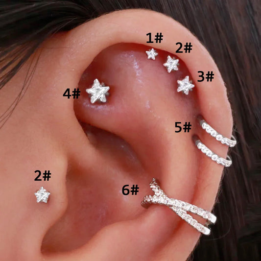Helix Piercing Star Earrings Women 1Pc Trend 2023 Zircon Lobe Rook Piercing Tragus Daith Cartilage Ear Jewelry Body Accessories