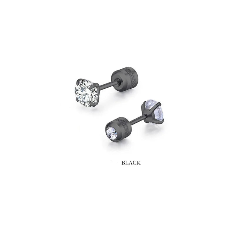 2Pcs 20G Hypoallergenic Titanium Steel Stud Earrings for Men Women, Zircon Screw Back Earring Cartilage Tragus Ear Piercing Gift