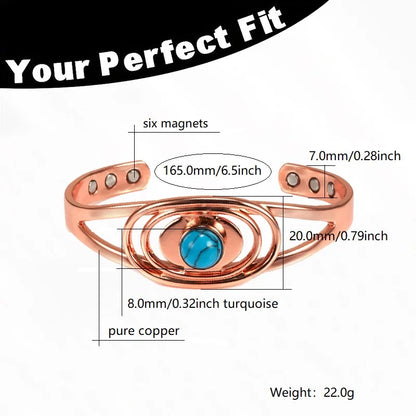 Magnetic Pure Copper Bracelets for Women Blue Stone Adjustable Open Cuff Health Bangles Fashion Jewelry