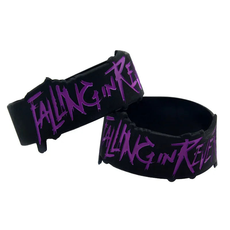 1 PC Falling in Reverse Silicone Bracelet in Letter Shape 1 Inch Wide Black