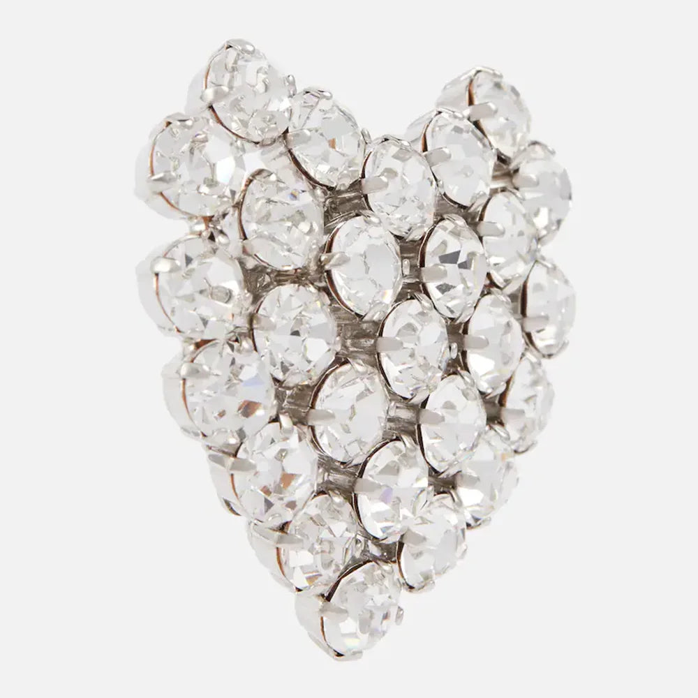 round Crystal Heart Clip on Earrings Wedding for Women Fashion Jewelry Rhinestone Clip Earrings No Piercing Bride Gift