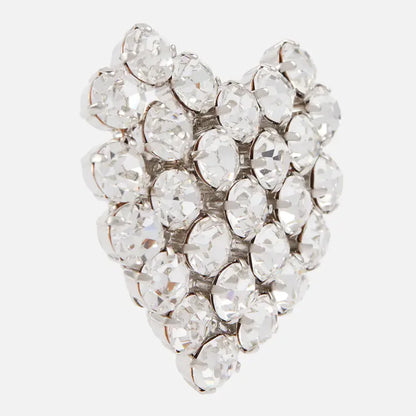 round Crystal Heart Clip on Earrings Wedding for Women Fashion Jewelry Rhinestone Clip Earrings No Piercing Bride Gift