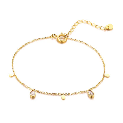 Birthstone Zirconia Thin Chain Link Cross Bracelet Stainless Steel Women'S Adjustable Link Stacked Layered Chain Bracelets