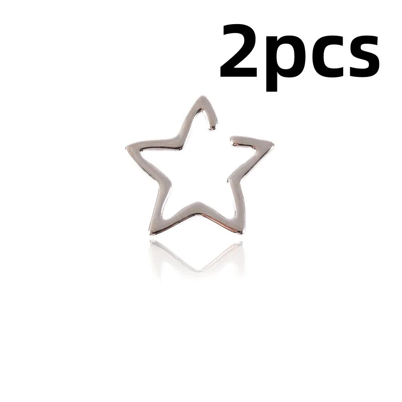 Girls Hollow Star Ear Cuff Earrings Studs Boho Vintage Fake Cartilage Earring Clip Earrings Women Earrings Punk Rock Earcuff