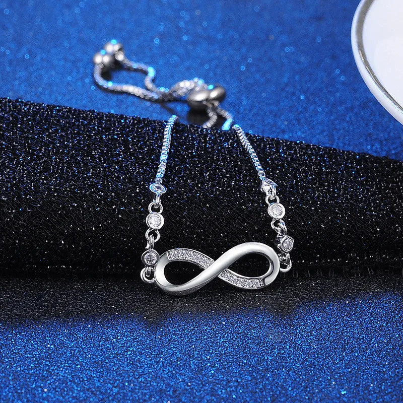 New Fine 925 Sterling Silver Pretty Crystal Bracelets for Women Fashion Jewelry Party Wedding Accessories Valentine'S Day Gifts