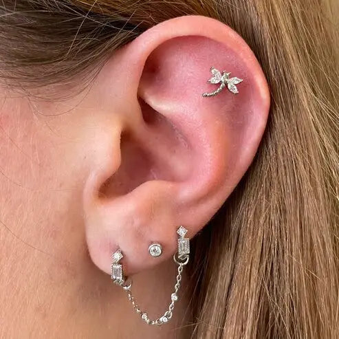 INS New Piercing Hoop Earrings for Women Geometry Zirconia Tragus Helix Rook Ear Cartilage Fashion Jewelry Girls Gifts