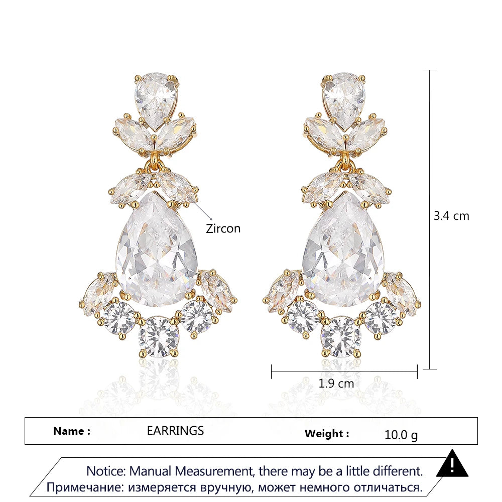 Fashion Cubic Zircon Chandelier Dangle Drop Earrings for Women Wedding Party Jewelry