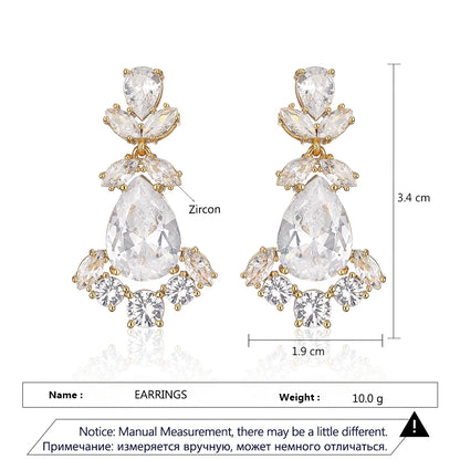 Fashion Cubic Zircon Chandelier Dangle Drop Earrings for Women Wedding Party Jewelry