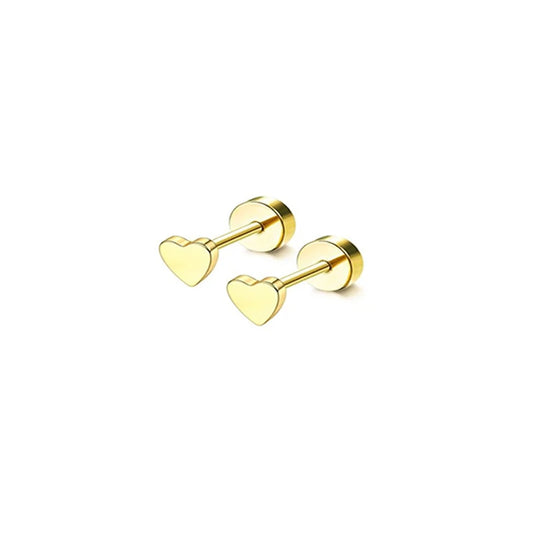 2Pcs 14K Gold Plated Flat Back Stud Earrings for Women, Hypoallergenic Stainless Steel Screw Back Cartigale Conch Helix Earrings