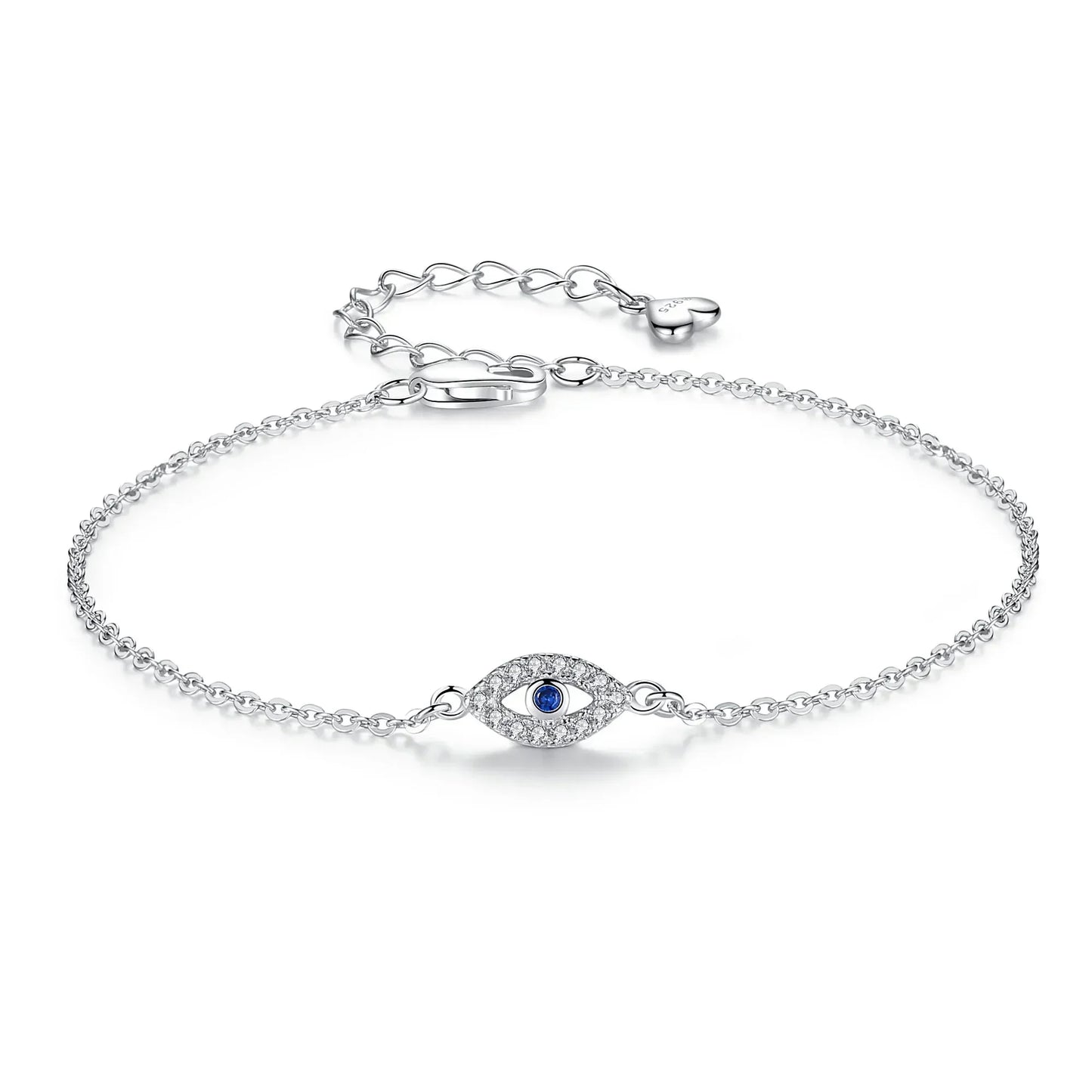 Lucky Evil Eye Bracelet 925 Sterling Silver Bracelets for Women Blue Stone CZ Turkey Adjustable Men Jewelry KLTB099