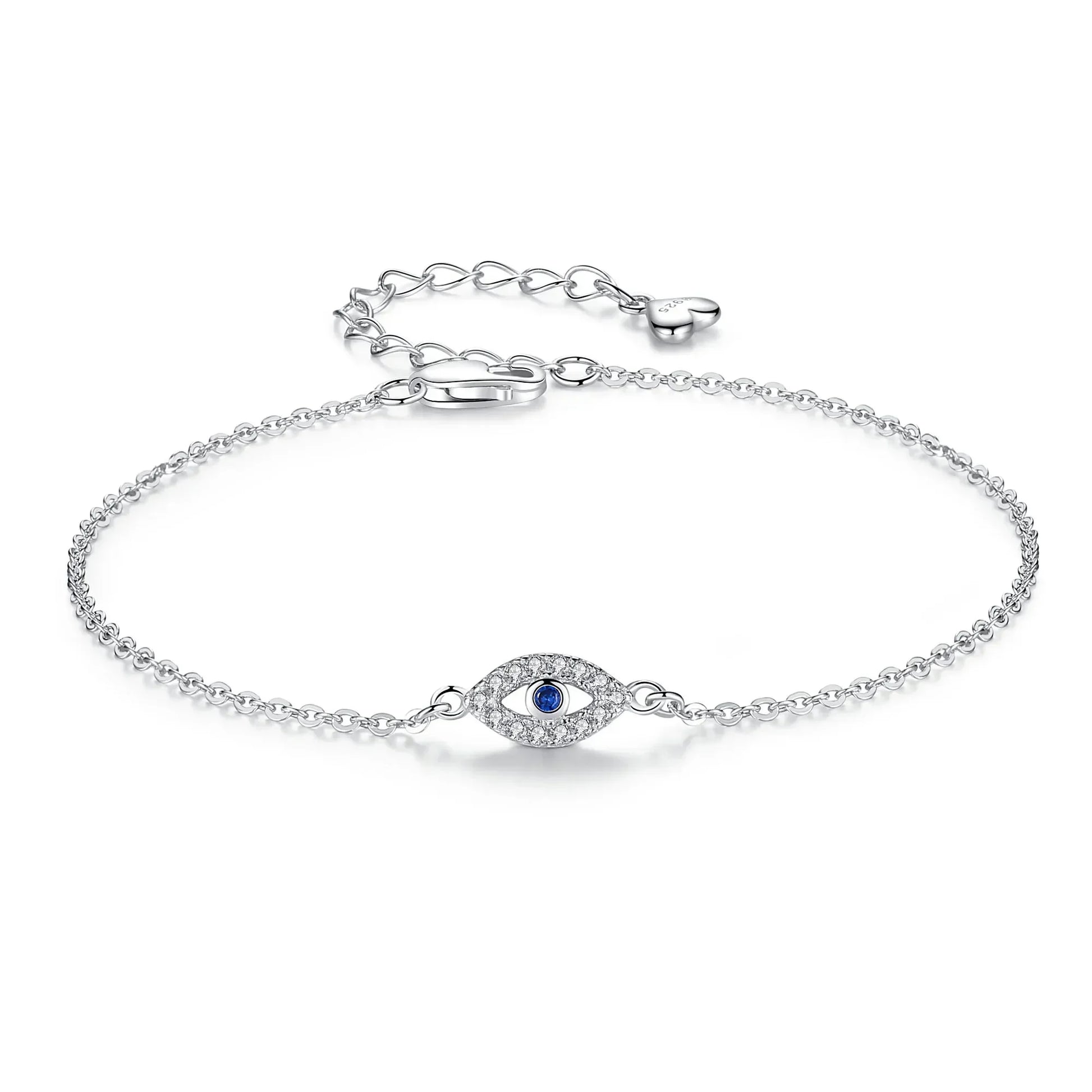 Lucky Evil Eye Bracelet 925 Sterling Silver Bracelets for Women Blue Stone CZ Turkey Adjustable Men Jewelry KLTB099