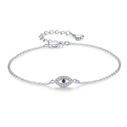 Lucky Evil Eye Bracelet 925 Sterling Silver Bracelets for Women Blue Stone CZ Turkey Adjustable Men Jewelry KLTB099