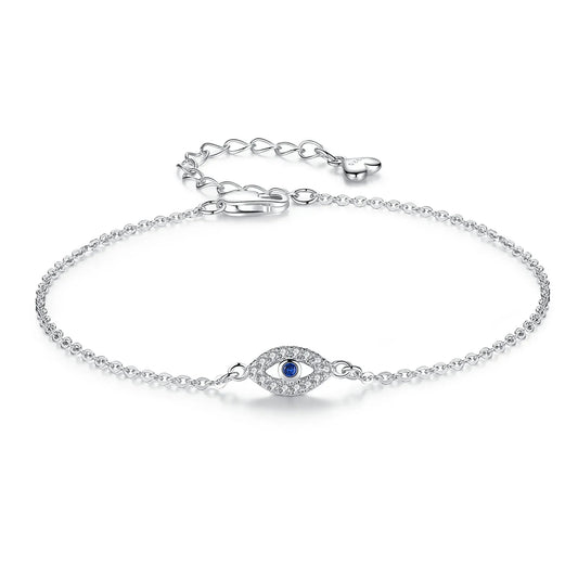 Lucky Evil Eye Bracelet 925 Sterling Silver Bracelets for Women Blue Stone CZ Turkey Adjustable Men Jewelry KLTB099