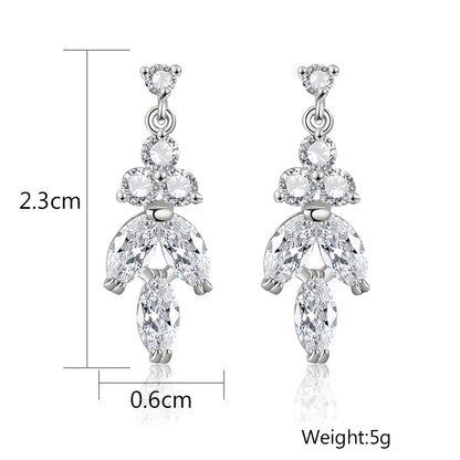 Fashion Cubic Zircon Chandelier Dangle Drop Earrings for Women Wedding Party Jewelry