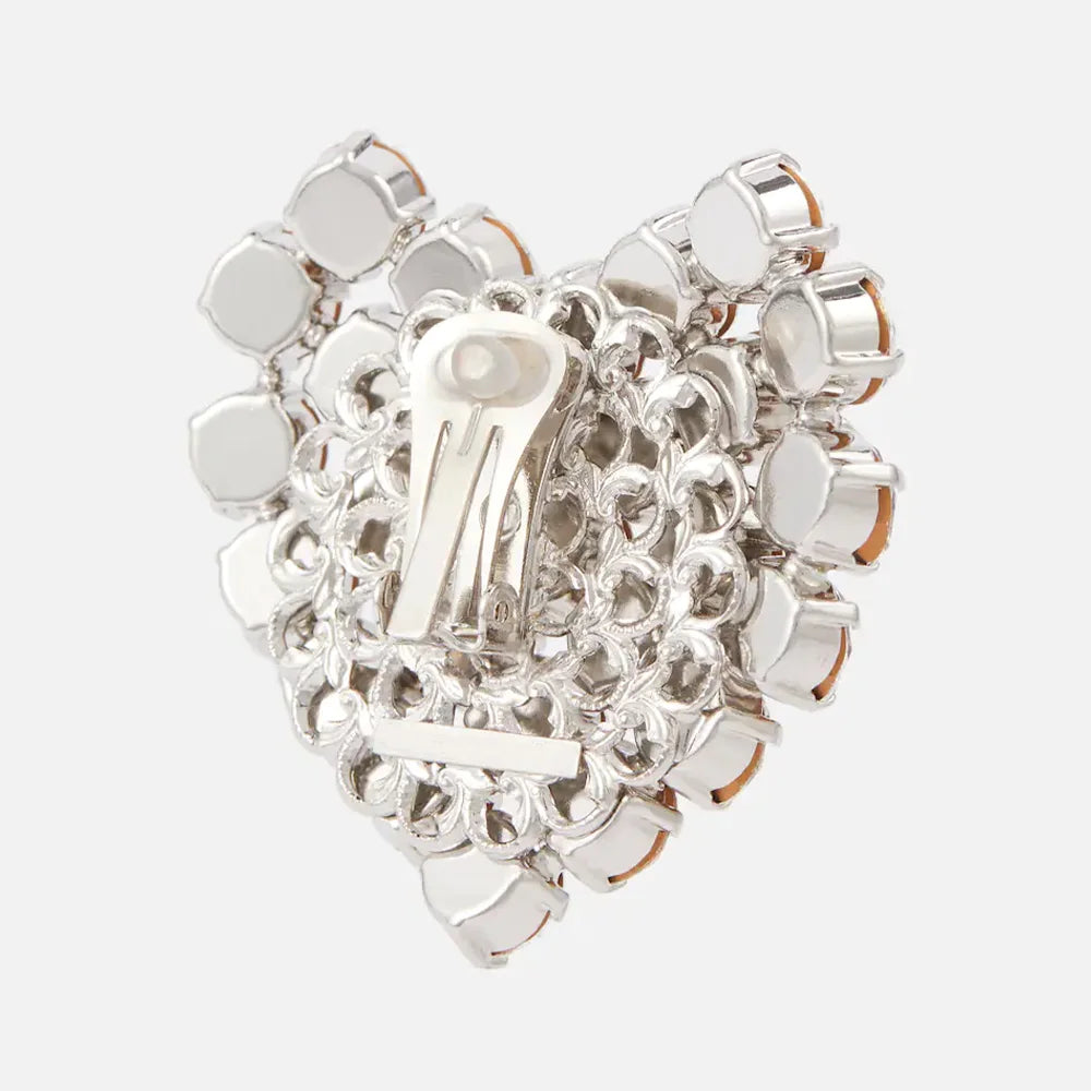 round Crystal Heart Clip on Earrings Wedding for Women Fashion Jewelry Rhinestone Clip Earrings No Piercing Bride Gift