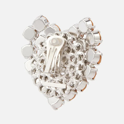 round Crystal Heart Clip on Earrings Wedding for Women Fashion Jewelry Rhinestone Clip Earrings No Piercing Bride Gift