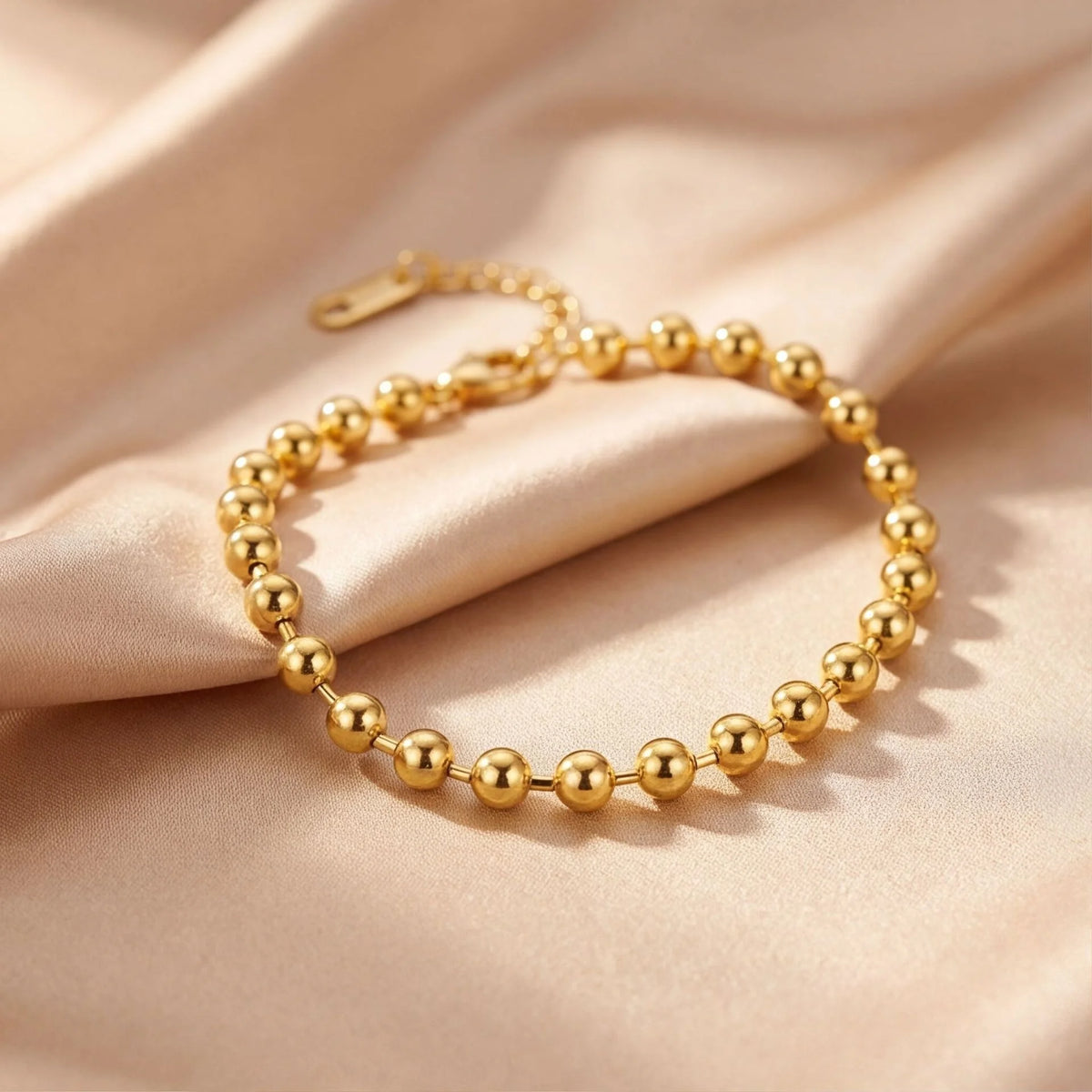 316L Light Luxury Niche round Bead Bracelet, Non-Fading, 18K Gold Plated, Stackable Jewelry for Men and Women Daily Wear