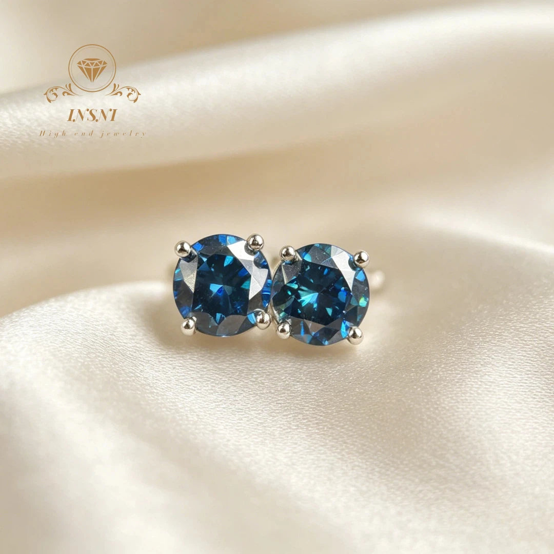 0.5Ct Round Cut Royal Blue Moissanite Stud Earrings for Women
