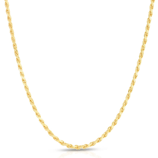 Solid 14K Gold Vermeil Sterling Silver Rope Diamond-Cut Necklace Chains 1.5MM - 5.5MM, Gold Chain for Men & Women, Made in Italy,