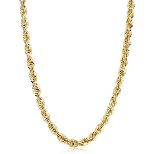 Kooljewelry Solid 14K Yellow Gold Filled Rope Chain Necklace (6 Mm, 22 Inch)