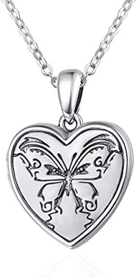 Heart Locket Necklace Solid 925 Sterling Silver Memorial Necklaces Locket Jewelry Gifts for Women Mother Grandma Family