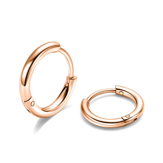 10Mm Surgical Steel Hoop Earrings Rose Gold Small Huggie Earrings for Women Sensitive Ears