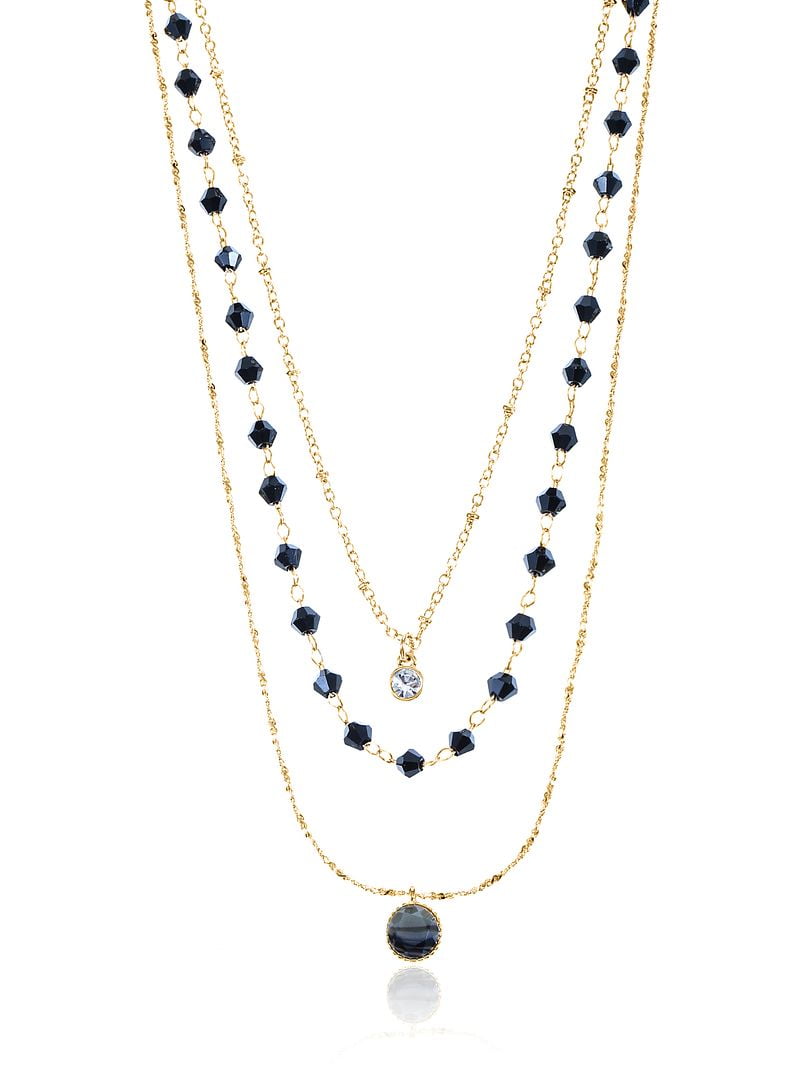 Women'S Goldtone Layered Necklace Set, 3 Pieces, Black