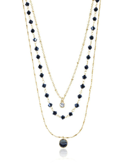 Women'S Goldtone Layered Necklace Set, 3 Pieces, Black