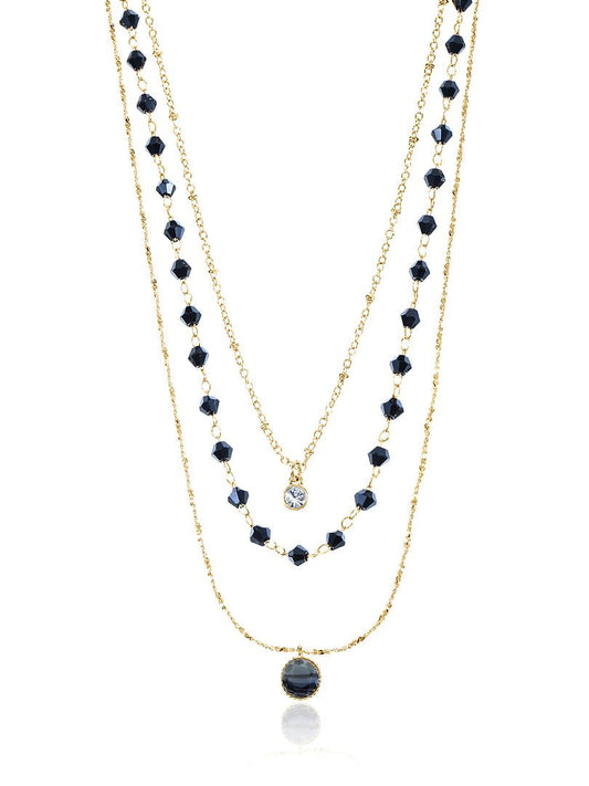 Women'S Goldtone Layered Necklace Set, 3 Pieces, Black