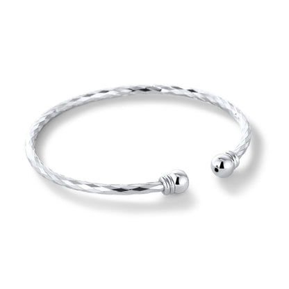 Women Twisted Silver Cuff Bangle Open Bracelet Fashion Bangle Adjustable Hand Braclet Solid Jewelry Birthday Gift
