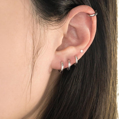 Small Hoop Earrings for Women Men Silver Huggie Hoop Earrings for Cartilage Helix Hypoallergenic Surgical Stainless Steel Earrings 6/8/10/12Mm Thin Silver Hoops Set for Women
