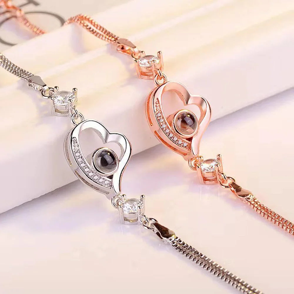 100 Languages I Love You Bracelet Heart Wedding Romantic I Love You Projection Bracelets for Women Lady Girl Friend Gifts