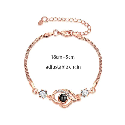 100 Languages I Love You Bracelet Heart Wedding Romantic I Love You Projection Bracelets for Women Lady Girl Friend Gifts